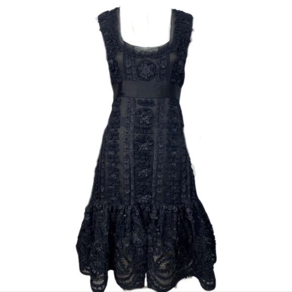 $4,300 OSCAR DE LA RENTA SILK BEAD LACE RUNWAY DRESS US S - Picture 2 of 11
